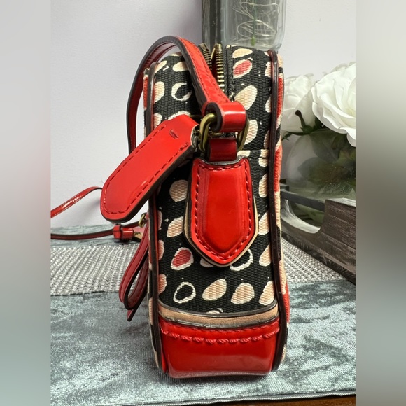 EUC Coach Poppy Flower Scarf Print Red Flight Crossbody - Picture 11 of 15